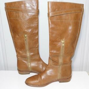 Coach Laguna Womens Size 8.5 B Leather Riding Boots Tall Gold Hardware Zip